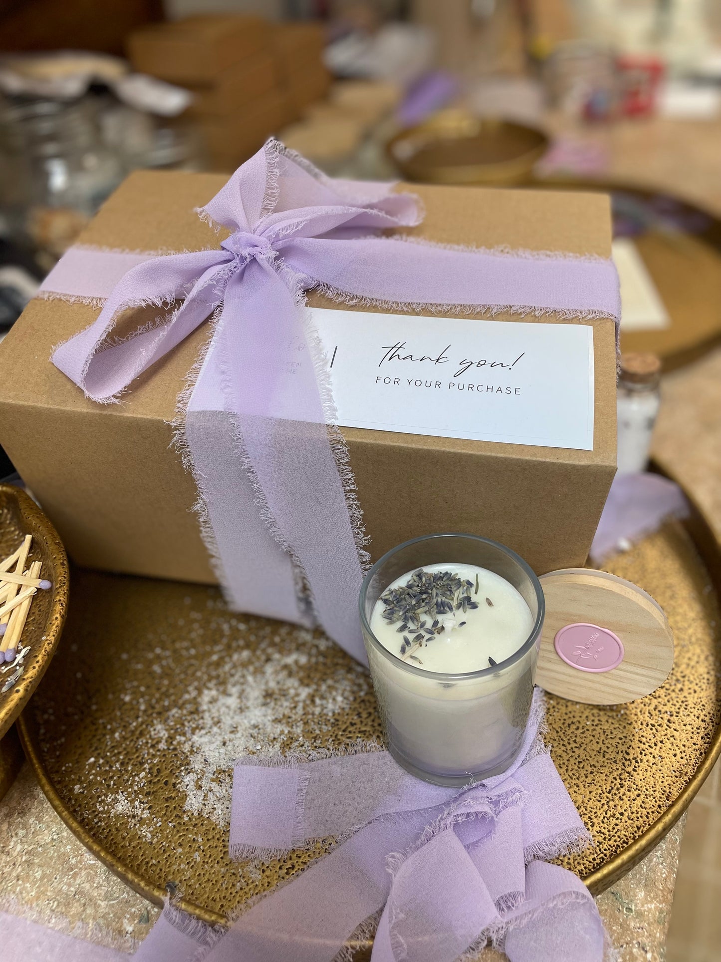 Cozy Box - Lavender scented goats milk soap, candle and bath salts